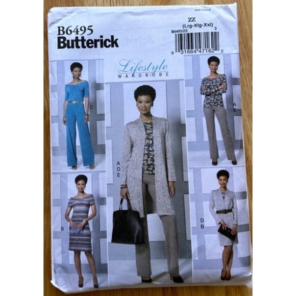Butterick Size L-XXL Top Dress Jumpsuit Jacket Pant Sewing Pattern #B6495 - Picture 1 of 4